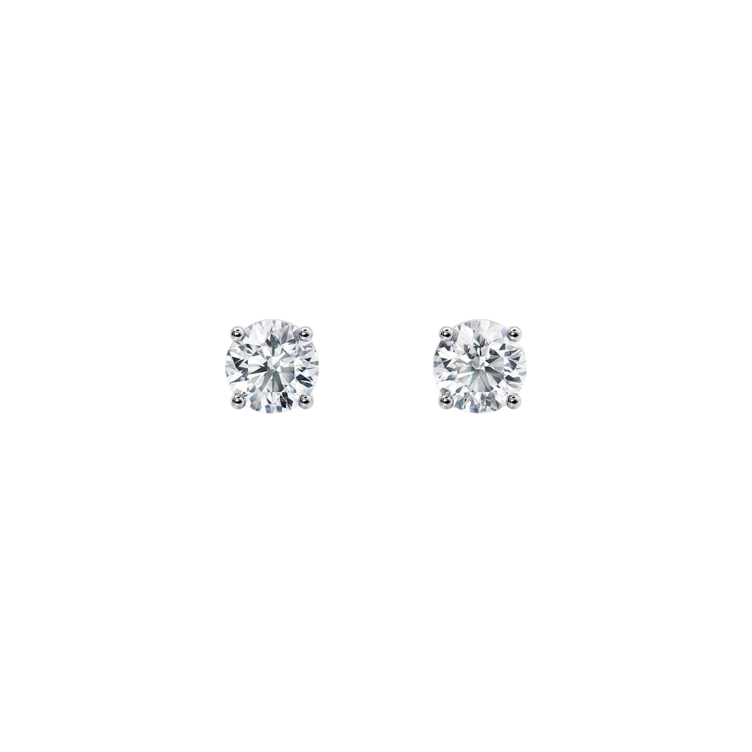 Lab-Grown Diamond Four-Prong Earrings in 18K Gold (TW