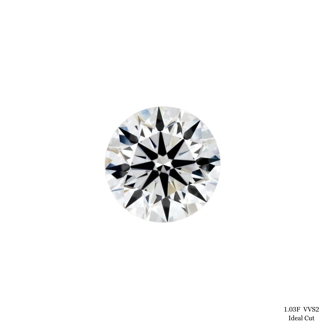 1.03 Carat F-VVS2 Ideal Cut Round Diamond