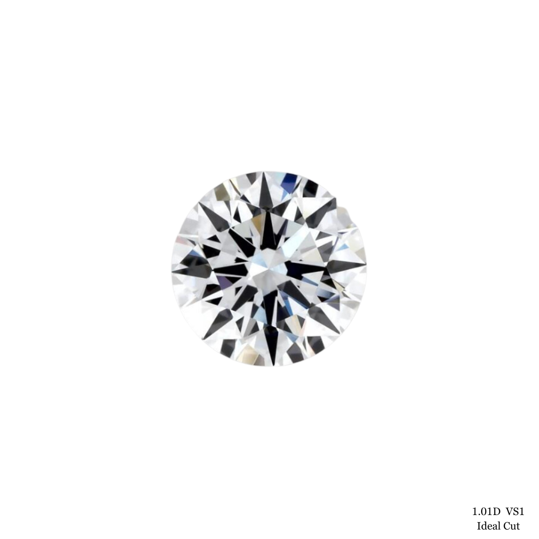 1.01 Carat D-VS1 Ideal Cut Round Diamond