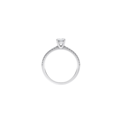 [Oval Brilliant Cut] Pavé Ring with Petite Claw in 18K White Gold Setting