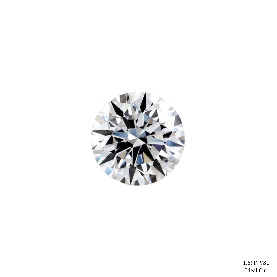 1.59 Carat F-VS1 Ideal Cut Round Diamond
