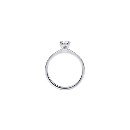 1 Ct. Oval Brilliant Diamond Ring with Button Claw in 18K White Gold Tapered Band