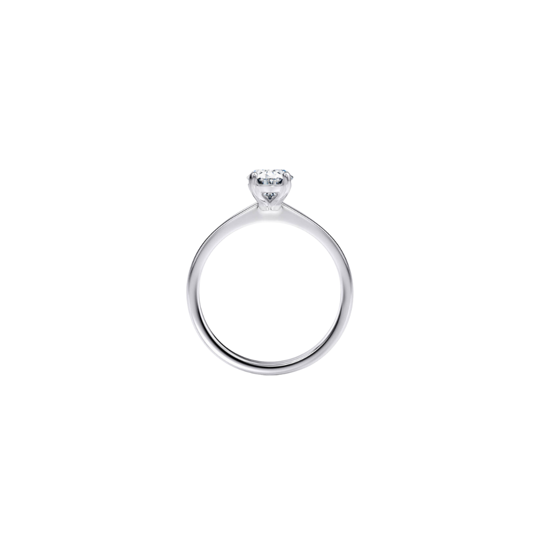 [Oval Brilliant Cut] Button Claw Ring in 18K White Gold Straight Band Setting