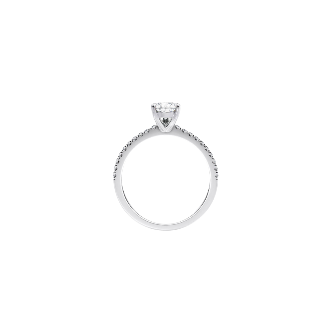 1 Ct. Pear Brilliant Diamond Pavé Ring with Petite Claw in 18K White Gold