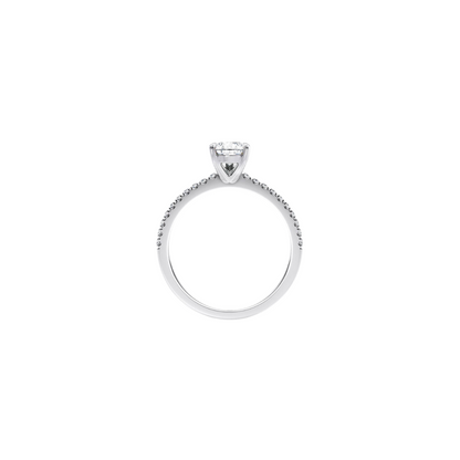 1 Ct. Pear Brilliant Diamond Pavé Ring with Petite Claw in 18K White Gold