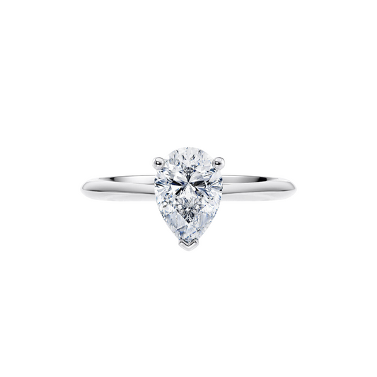 [Pear Brilliant Cut] Classic Ring in 18K White Gold Setting