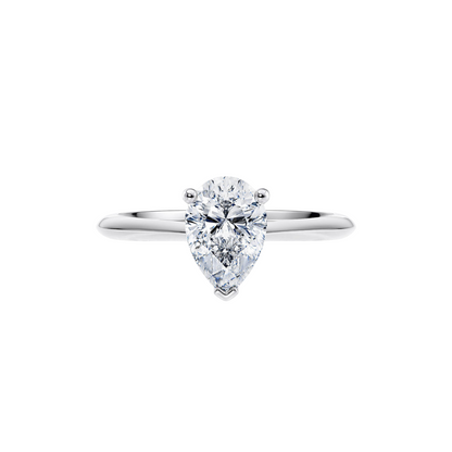 1 Ct. Pear Brilliant Diamond Classic Ring in 18K White Gold