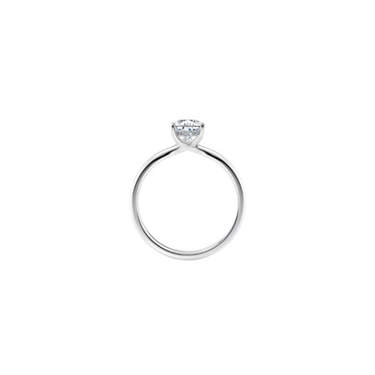 [Pear Brilliant Cut] Button Claw Ring in 18K White Gold Straight Band Setting