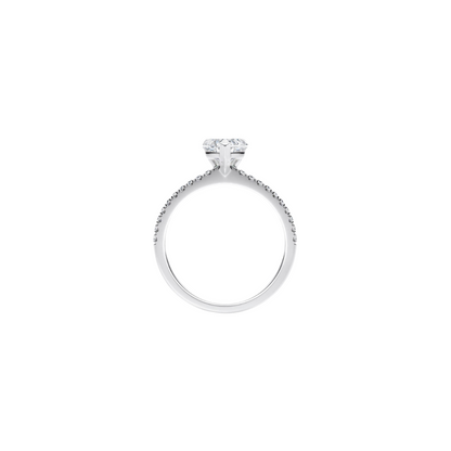 [Heart Brilliant Cut] Pavé Ring with Petite Claw in 18K White Gold Setting