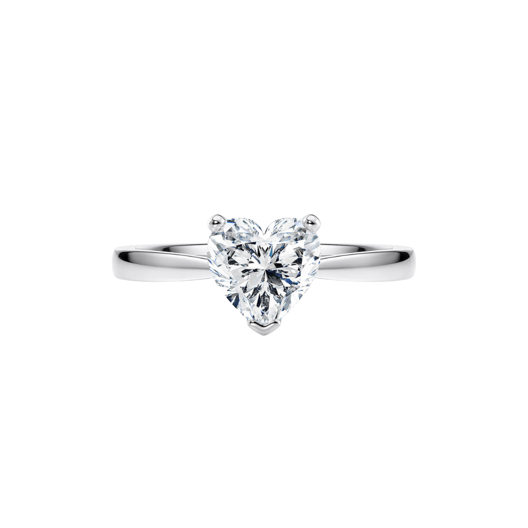 [Heart Brilliant Cut] Button Claw in 18K White Gold Tapered Band Setting