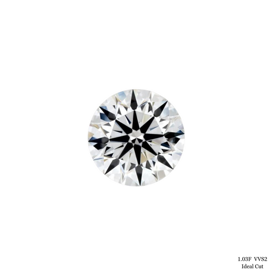 1.03 Carat F-VVS2 Ideal Cut Round Diamond