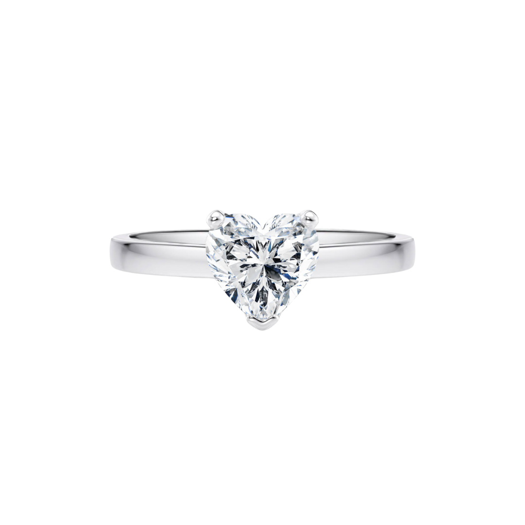 [Heart Brilliant Cut] Button Claw in 18K White Gold Straight Band Setting