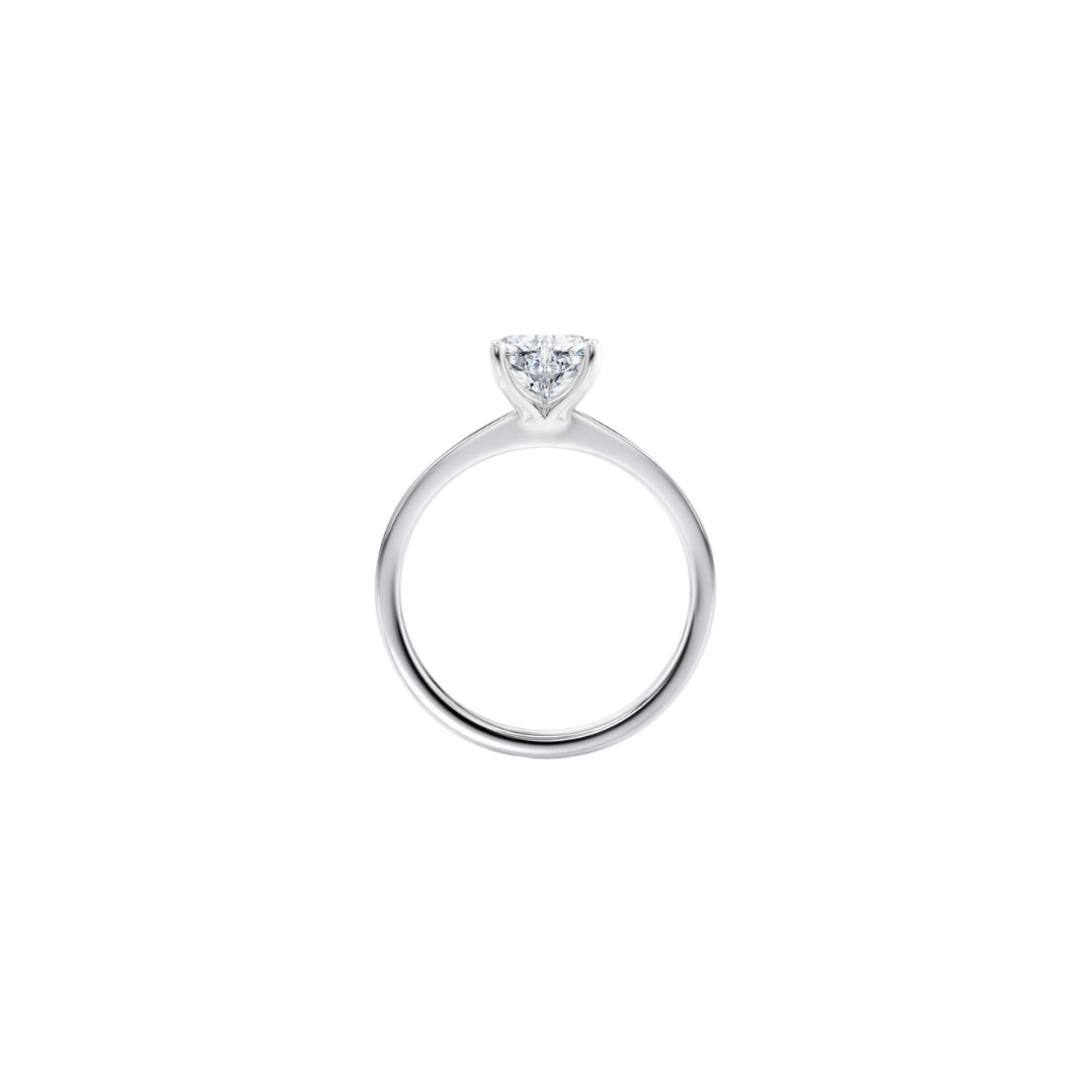 [Heart Brilliant Cut] Button Claw in 18K White Gold Straight Band Setting