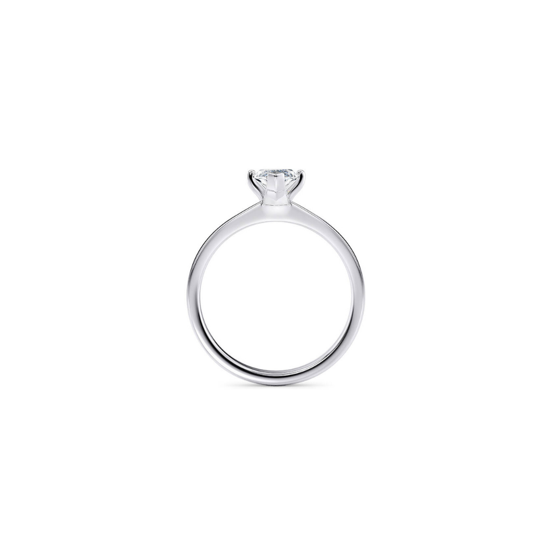 [Marquise Brilliant Cut] Button Claw Ring in 18K White Gold Tapered Band