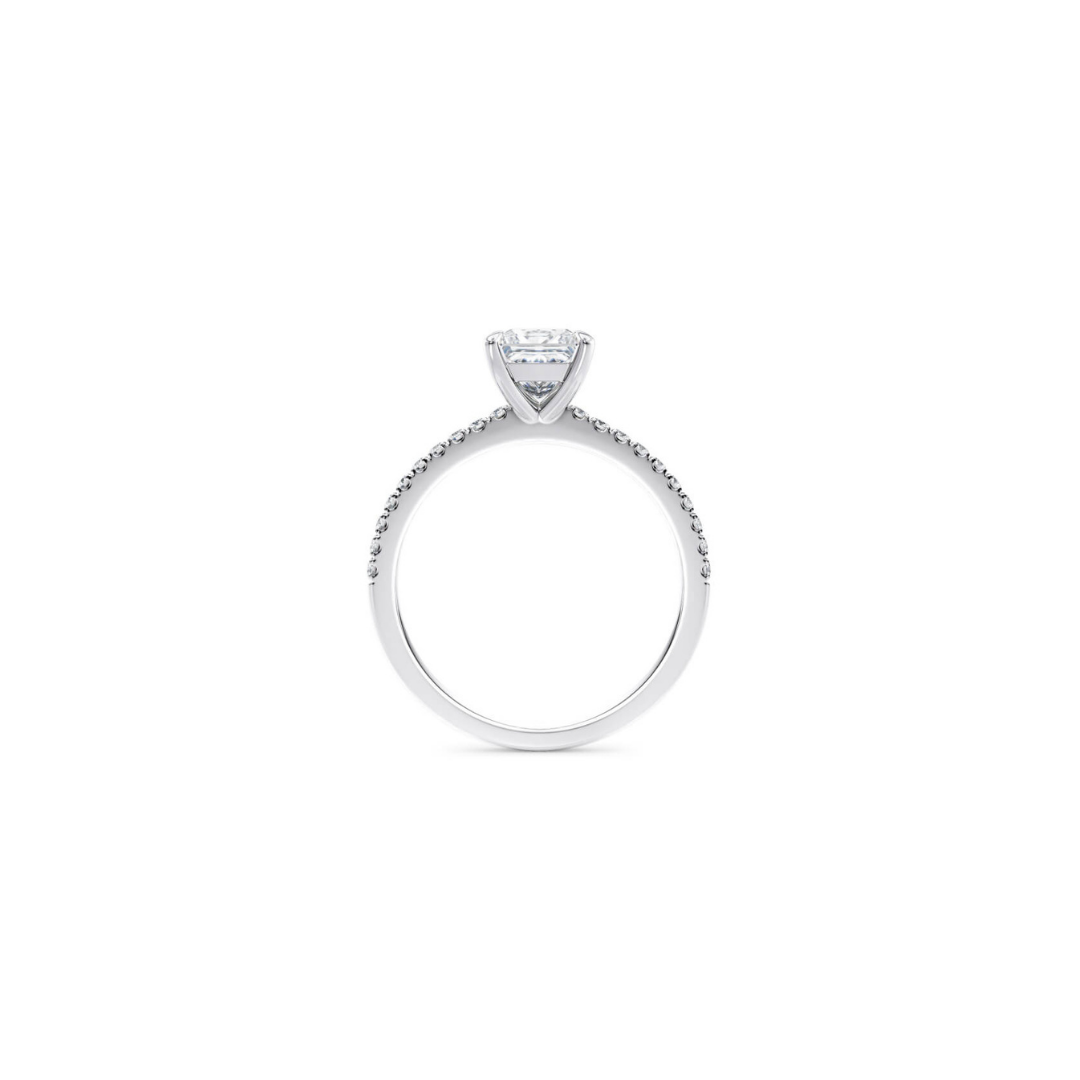 [Princess Brilliant Cut] Pavé Ring with Petite Claw in 18K White Gold Setting