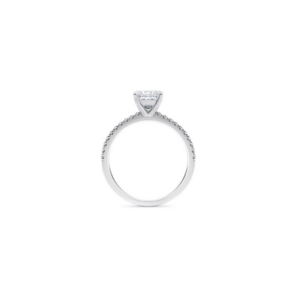 [Princess Brilliant Cut] Pavé Ring with Petite Claw in 18K White Gold Setting