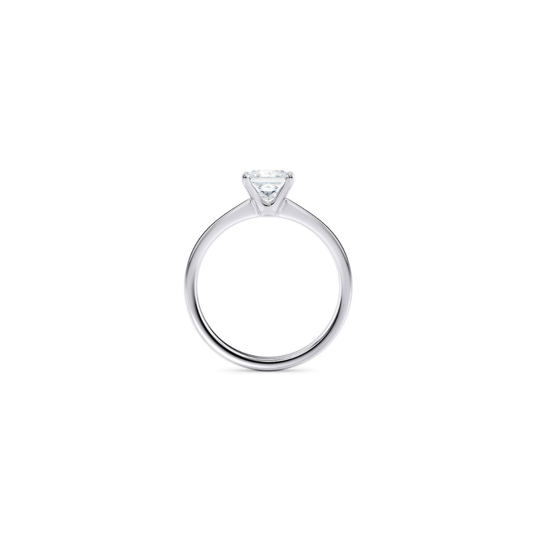 [Princess Brilliant Cut] Button Claw Ring in 18K White Gold Tapered Band Setting