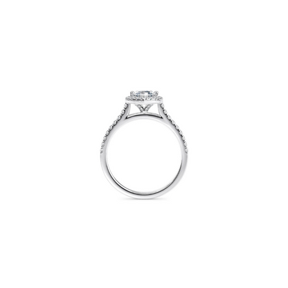 [Marquise Brilliant Cut] Halo Half Pavé Ring in 18K White Gold Setting