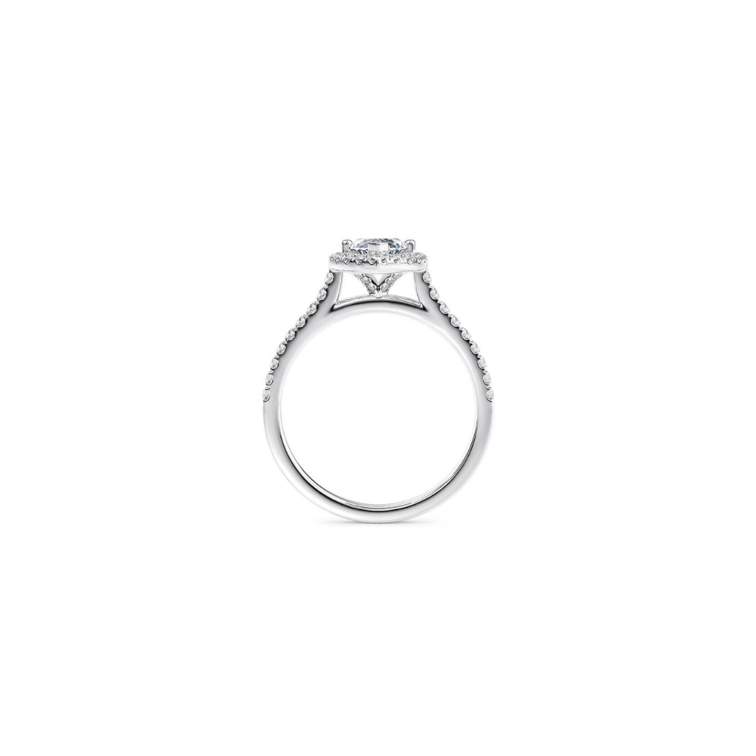 1 Ct. Halo Marquise Brilliant Diamond Half Pavé Ring in 18K White Gold Setting