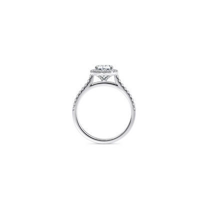 [Oval Brilliant Cut] Halo Half Pavé Ring in 18K White Gold Setting