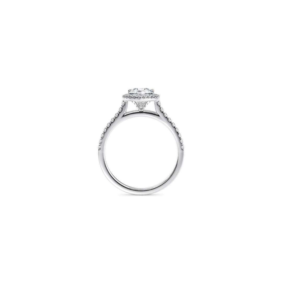 [Pear Brilliant Cut] Halo Half Pavé Ring in 18K White Gold Setting