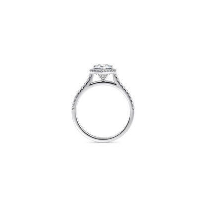 [Pear Brilliant Cut] Halo Half Pavé Ring in 18K White Gold Setting