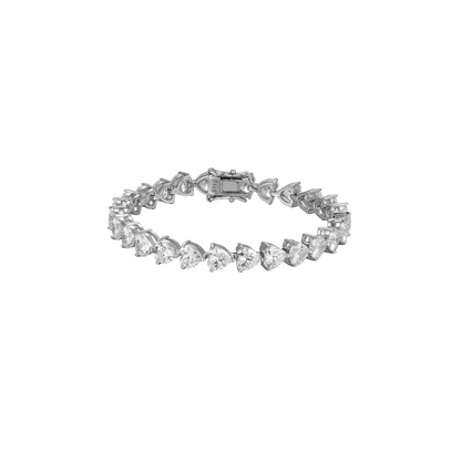 Heart Brilliant Cut Lab-Grown Diamond Tennis Bracelet in 18K White Gold (6 Ct., TW, 15pts each)