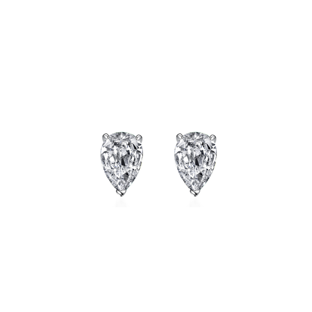 1 Ct. Pear Cut Three-Prong Earrings in 18K Gold