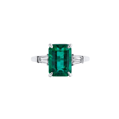 4.5 Ct Lab-Grown Emerald with Tapered Baguette Lab-Grown Diamonds