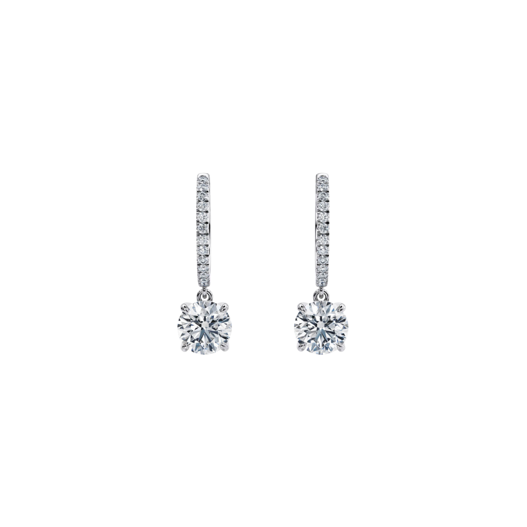 1 Ct. Drop Earrings in 18K White Gold