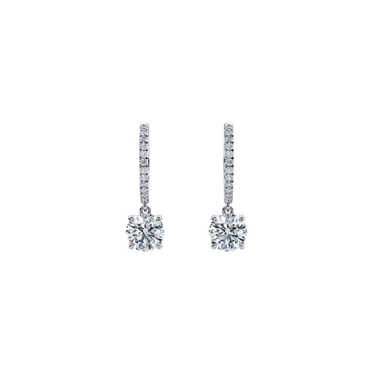 1 Ct. Drop Earrings in 18K White Gold