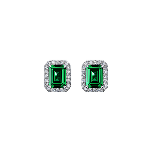 3 Ct. Lab-Grown Emerald with Halo Diamond Setting in 18K White Gold